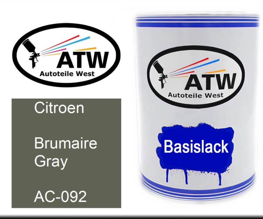 Citroen, Brumaire Gray, AC-092: 500ml Lackdose, von ATW Autoteile West.